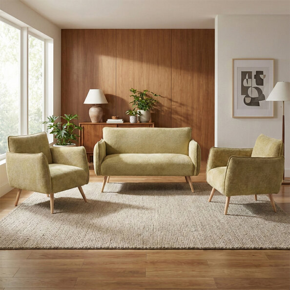 Picton Fabric 2+1+1 Seater Sofa in Olive Green