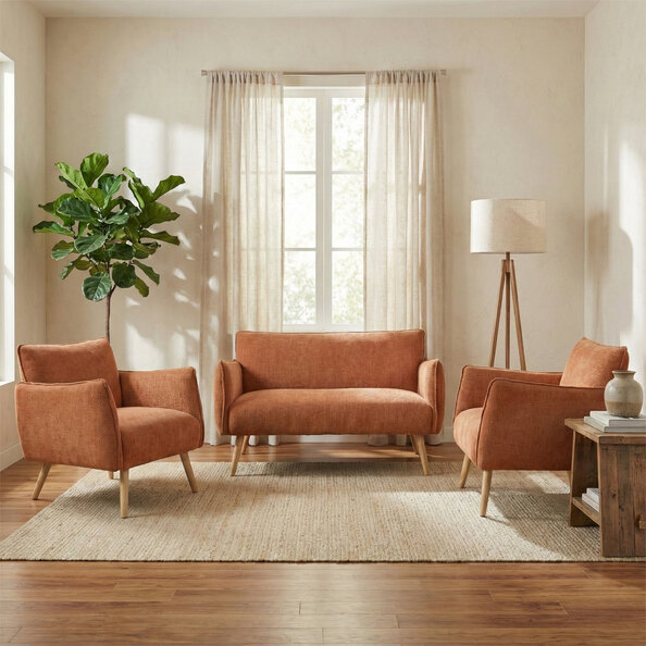 Picton Fabric 2+1+1 Seater Sofa in Rust