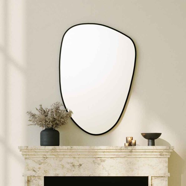 Pietra Glass Wall Mirror with Black Wooden Frame