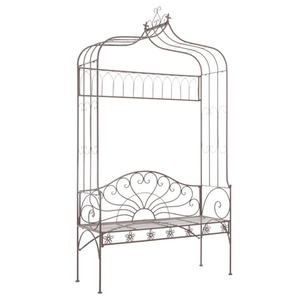 Piper 122cm Wrought Iron Garden Seating Bench In Antique Brown