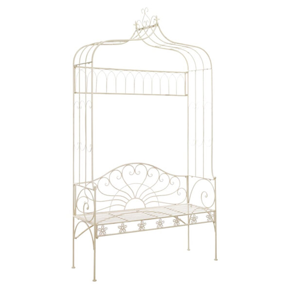 Piper 122cm Wrought Iron Garden Seating Bench In Antique White