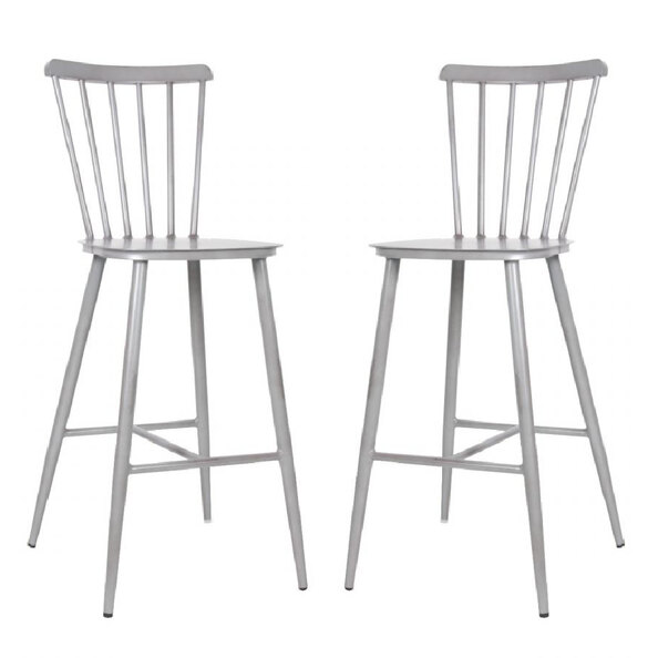 Piper Vintage Grey Outdoor Aluminium Bar Chairs In Pair