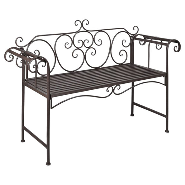 Piper Steel Garden Seating Bench In Antique Brown