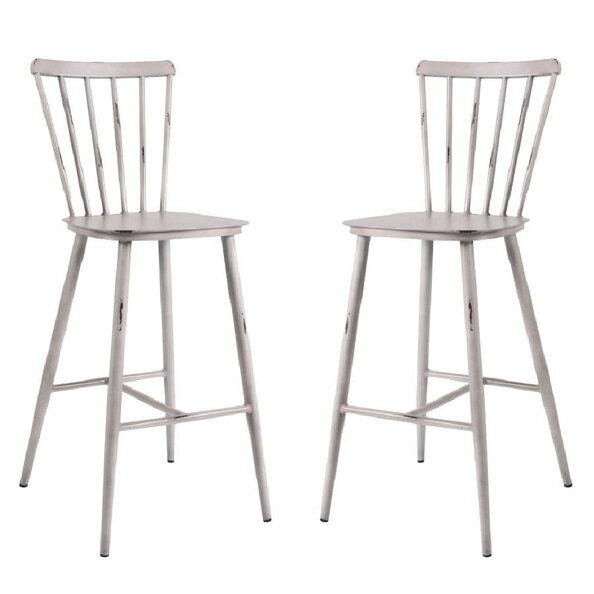 Piper Vintage White Outdoor Aluminium Bar Chairs In Pair