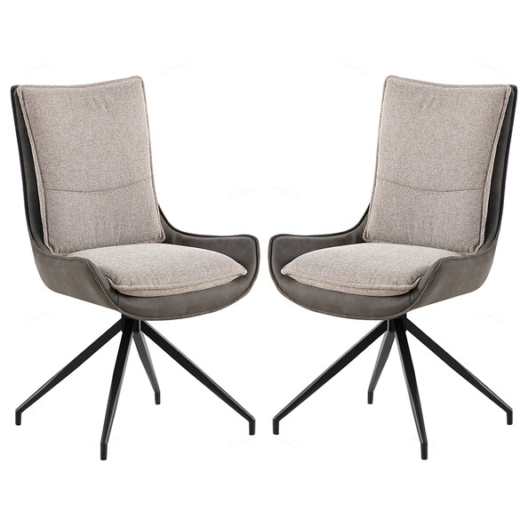 Plano Grey Fabric Dining Chairs With Black Legs In Pair