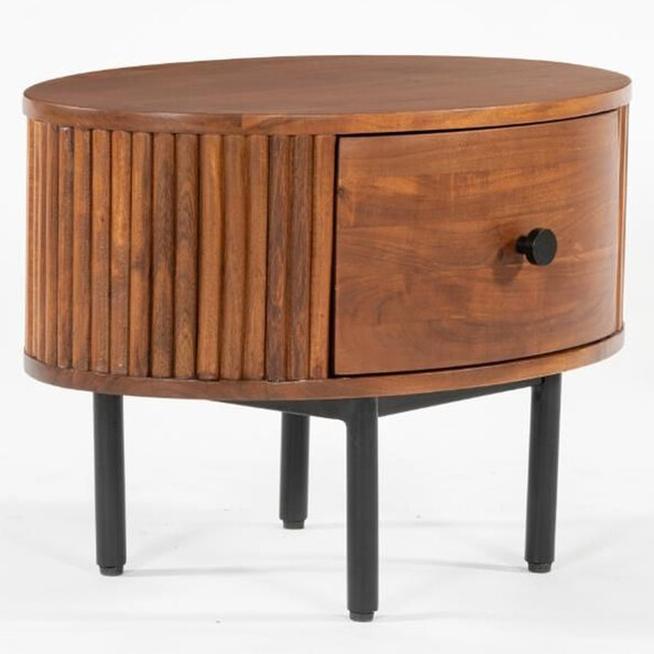 Plano Wooden Side Table With 1 Drawer In Walnut