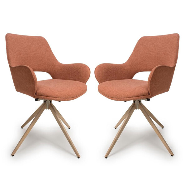 Playa Brick Fabric Dining Chairs In Pair