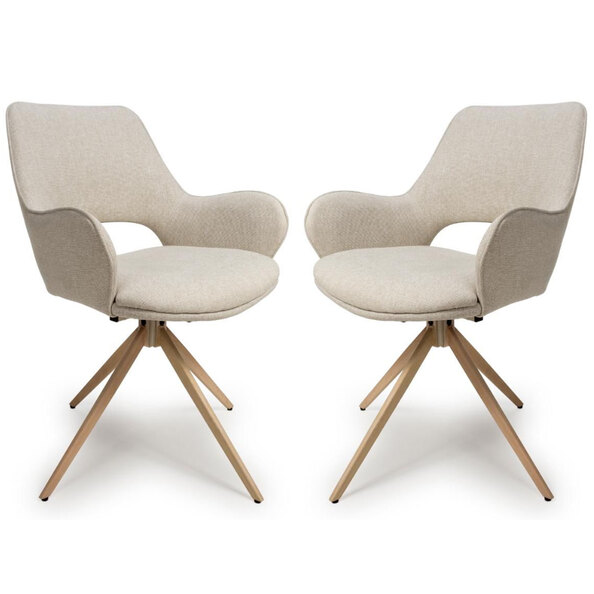 Playa Natural Fabric Dining Chairs In Pair