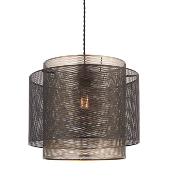 Plexus Small Pendant Light In Matt Black And Antique Brass