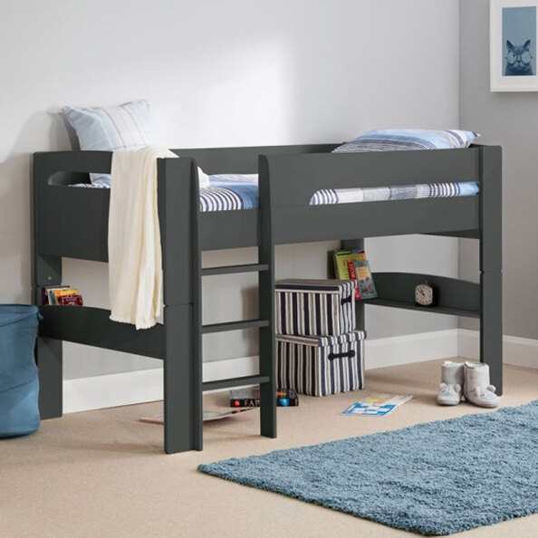 Paris Midsleeper Wooden Bunk Bed In Anthracite