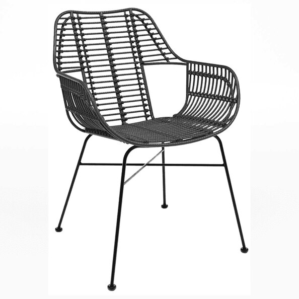 Ponoka Rattan Outdoor Stacking Armchair In Black