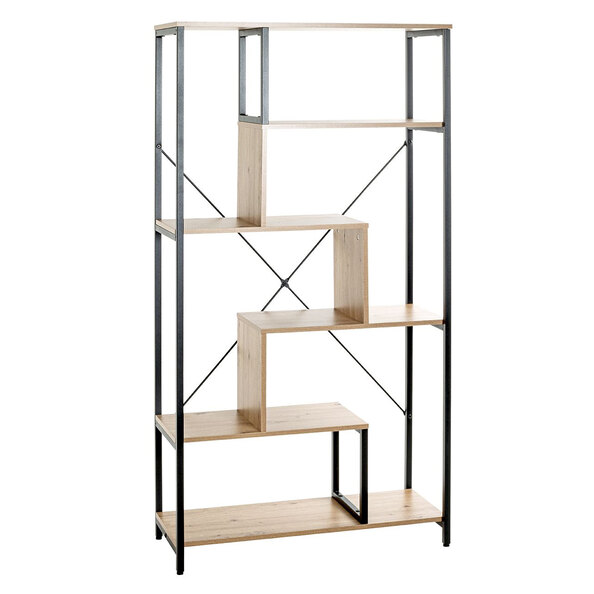 Pontiac Wooden Bookcase With 5 Shelves In Oak And Black