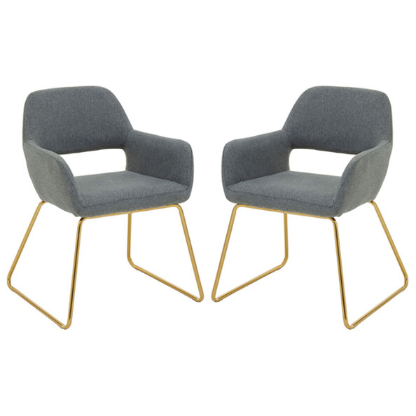 Porrima Grey Fabric Dining Chairs With Gold Base In A Pair
