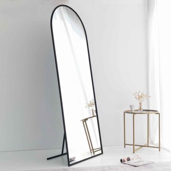 Portal Glass Cheval Mirror with Black Metal Frame