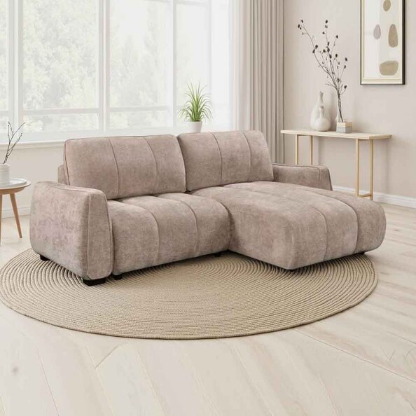 Portmere Fabric Universal Corner Sofabed in Beige