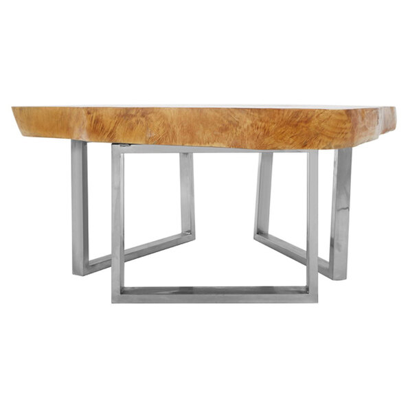 Praecipua Wooden Coffee Table With Silver Steel Base In Natural