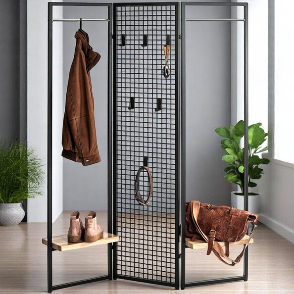 Prescott Metal Coat Stand In Reggio Oak And Black