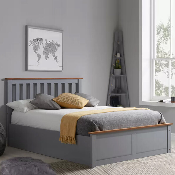 Preswick Wooden Ottoman Storage King Size Bed in Pearl Grey
