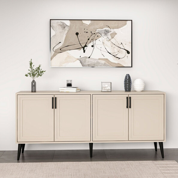 Prime Wooden Sideboard with 3 Doors in Sandstone