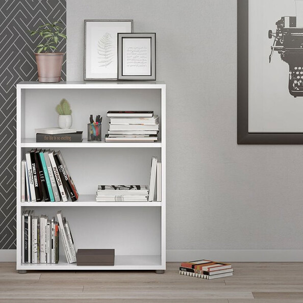 Primora Wooden Bookcase with 2 Shelves in White