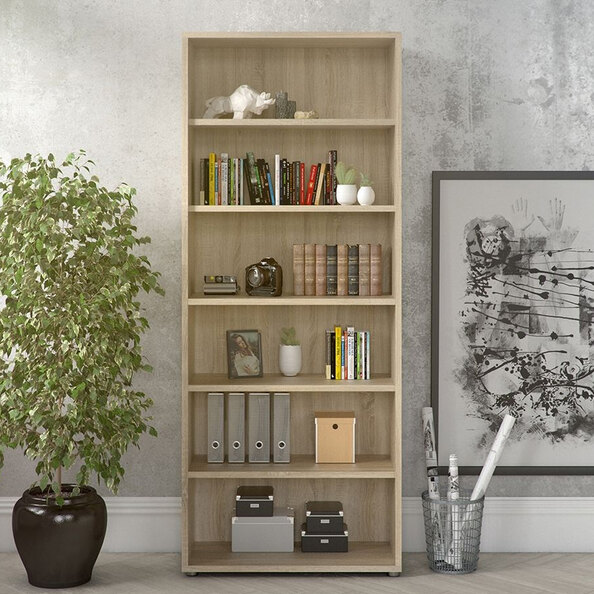 Primora Wooden Bookcase with 5 Shelves In Oak