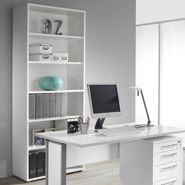 Primora Wooden Bookcase with 5 Shelves In White