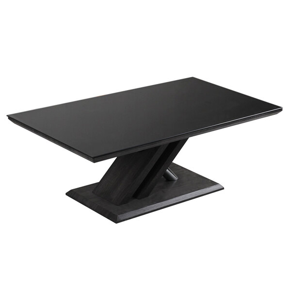 Prisca Black Glass Coffee Table With Wooden And Chrome Base