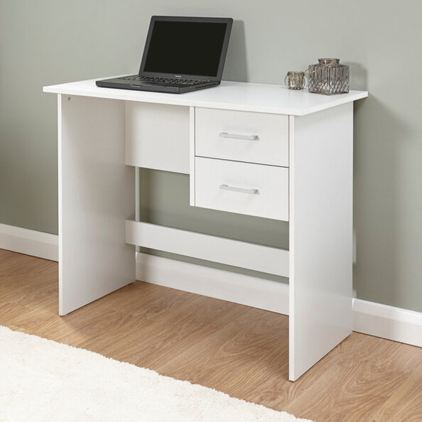 Probus Wooden Laptop Desk With 2 Drawers In White
