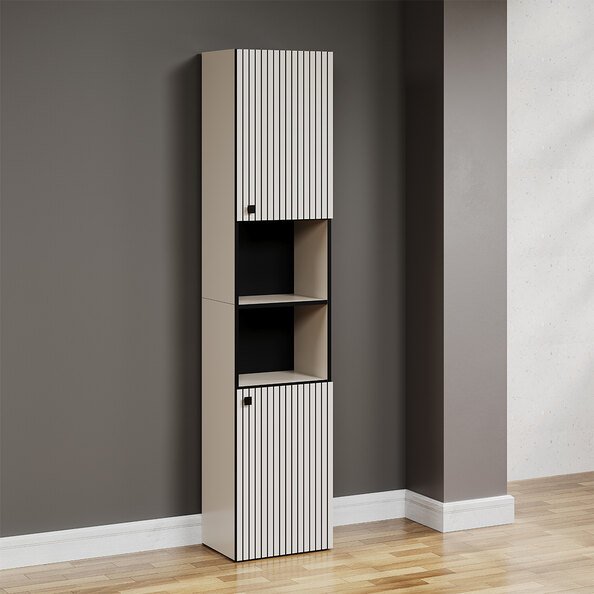 Provence Tall Wooden Bathroom Storage Cabinet in Light Grey
