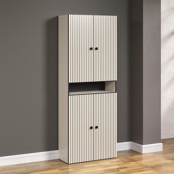 Provence Wide Wooden Bathroom Storage Cabinet in Light Grey