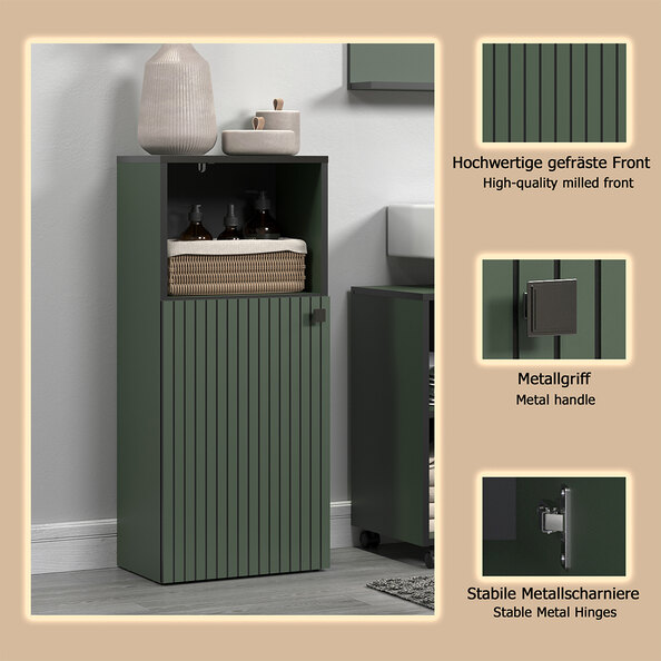 Provence Wooden Bathroom Storage Cabinet with 1 Door in Green