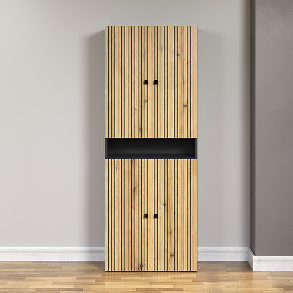Provence Wooden Bathroom Storage Cabinet in Anthracite and Evoke Oak