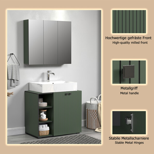 Provence Wooden Vanity Unit with Mirror in Green