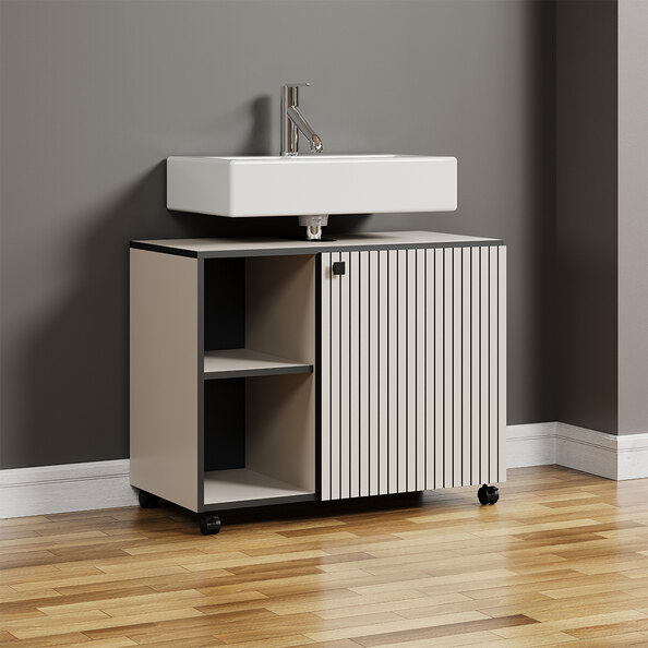 Provence Wooden Vanity Unit with 1 Door in Light Grey