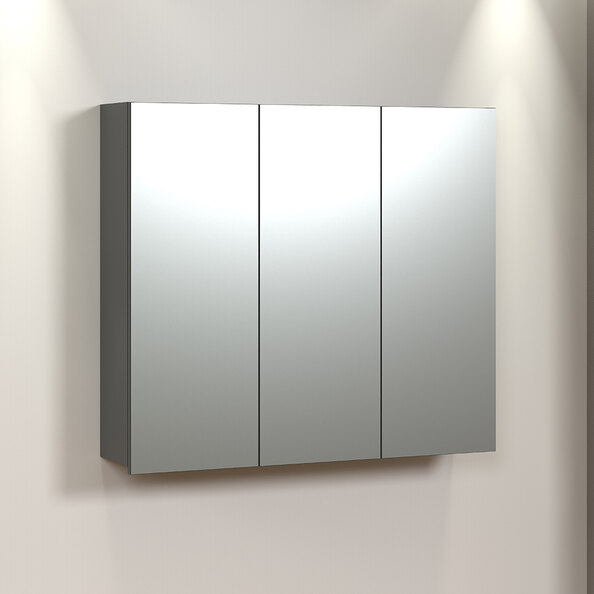 Provence Wooden Wall Mounted Bathroom Mirror Cabinet in Anthracite and Evoke Oak