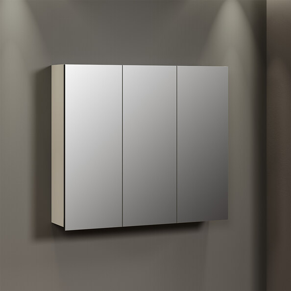 Provence Wooden Wall Mounted Bathroom Mirror Cabinet in Light Grey