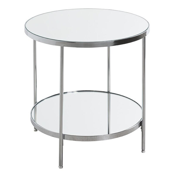 Pulaski Large Mirrored Round End Table With Chrome Frame