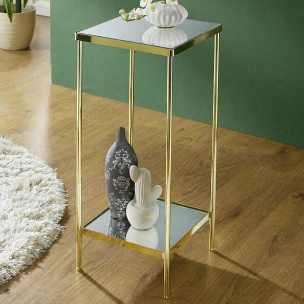 Pulaski Mirrored Square Flower Column With Brass Frame