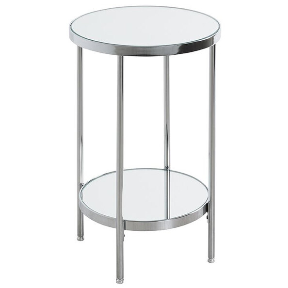 Pulaski Small Mirrored Round End Table With Chrome Frame