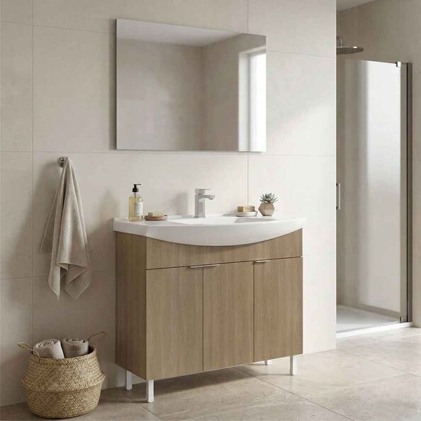 Purus 1000mm Wooden Bathroom Furniture Set with 3 Doors in Oak