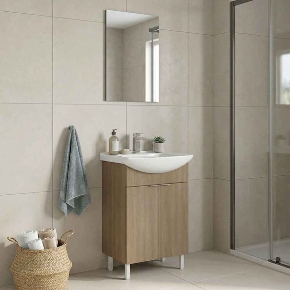 Purus 550mm Wooden Bathroom Furniture Set with 2 Doors in Oak