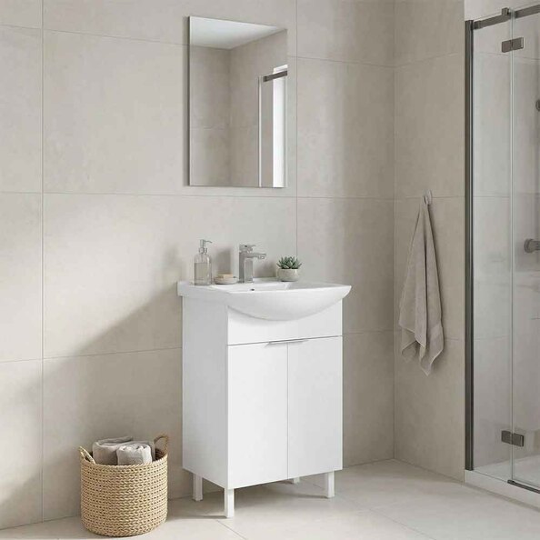 Purus 550mm Wooden Bathroom Furniture Set with 2 Doors in White