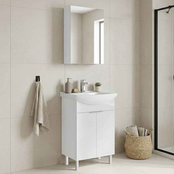 Purus 550mm Wooden Bathroom Furniture Set with 3 Doors in White