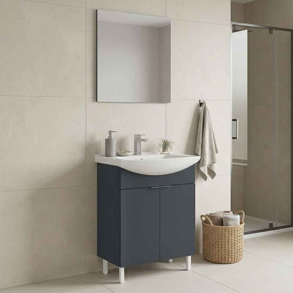 Purus 650mm Wooden Bathroom Furniture Set with 2 Doors in Matte Anthracite
