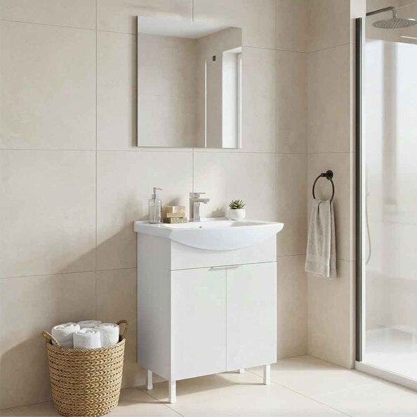 Purus 650mm Wooden Bathroom Furniture Set with 2 Doors in White