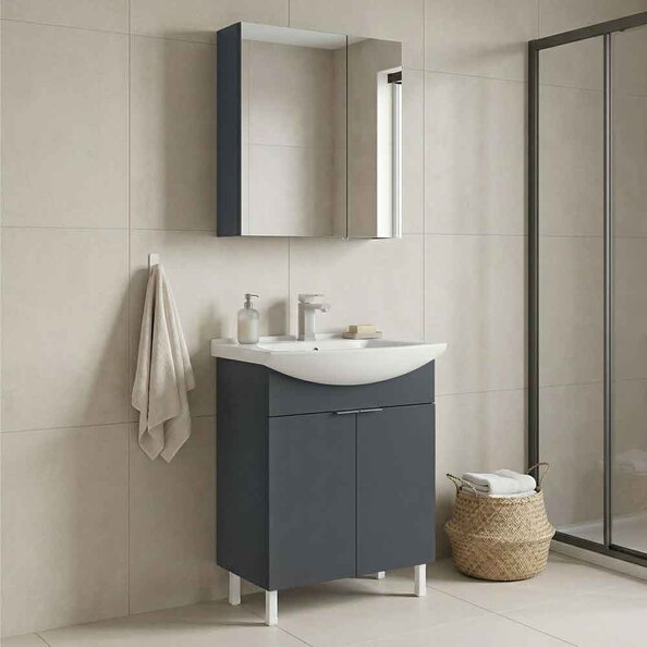 Purus 650mm Wooden Bathroom Furniture Set with 4 Doors in Matte Anthracite