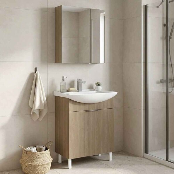 Purus 650mm Wooden Bathroom Furniture Set with 4 Doors in Oak
