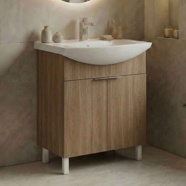 Purus 650mm Wooden Vanity Unit & Basin in Sonoma Oak