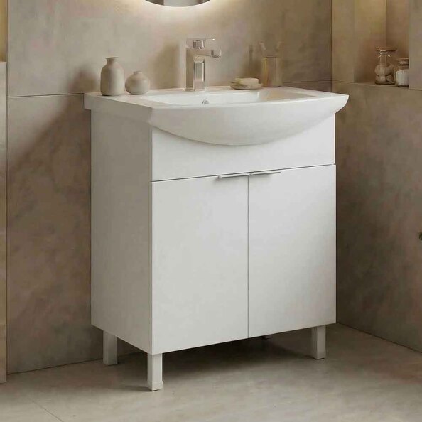 Purus 650mm Wooden Vanity Unit & Basin in White