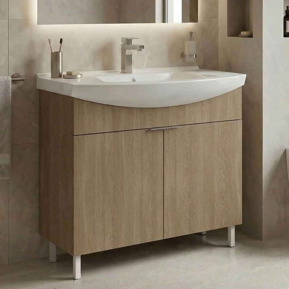 Purus 800mm Wooden Vanity Unit & Basin in Sonoma Oak